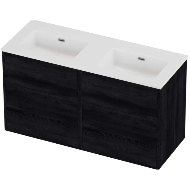 Proline Tribute Badmeubelset Porselein Elegant Zonder Gat 120x46x67 cm Glans Wit Black Oak Eiken