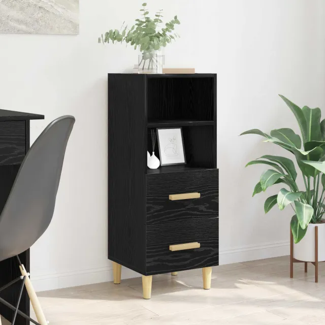 vidaXL Dressoir Zwart eiken 34 x 34.5 x 90 cm Bewerkt hout, foto 2