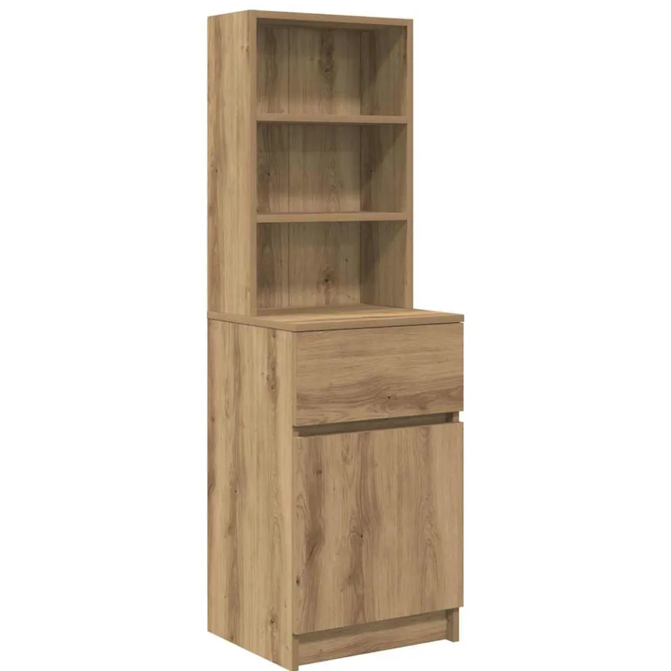vidaXL Nachtkastje 39x35x125 cm bewerkt hout artisanaal eikenkleur Bruin