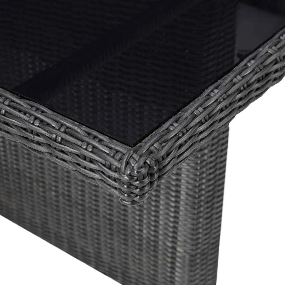 vidaXL Tuintafel 200x100x74 cm glas en poly rattan zwart, foto 4