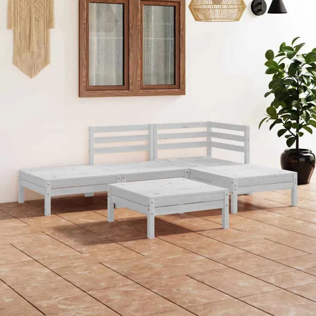 vidaXL 5-delige Loungeset massief grenenhout wit, foto 2