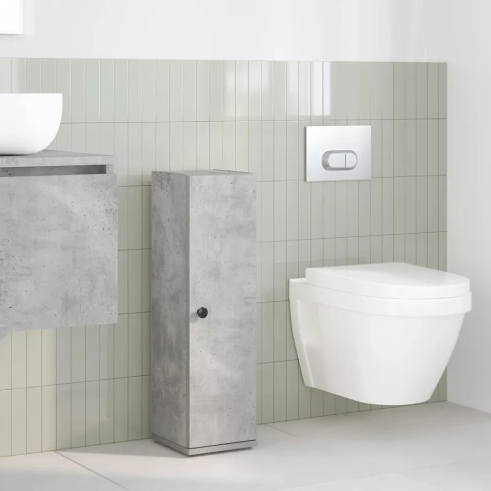 vidaXL Badkamerkast met rolhouder 20,5x22x72 cm betongrijs grijs, foto 2