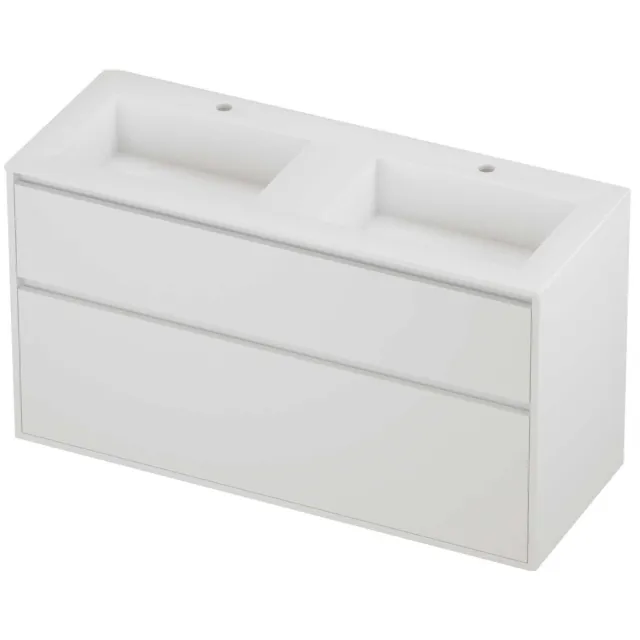 Proline Aristo Badmeubelset Polystone Elegant 2 Gaten 120x46x67 cm Mat Wit Mat White