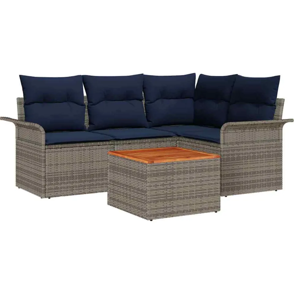 vidaXL Tuinbankenset 5 st Grijs poly rattan