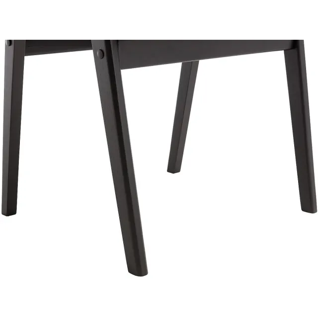 Vente-unique Set van 6 stoelen met armleuningen in boucléstof en rubberhout - Taupe en zwart - SOLUNA