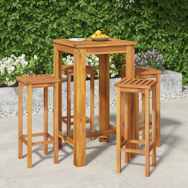 vidaXL 5-delige Tuinbarset massief acaciahout bruin, foto 2
