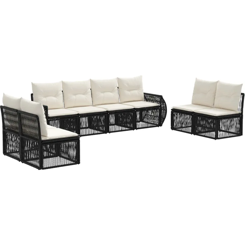 vidaXL Tuinbankenset 8 st 8-zits Zwart en Cream Wit poly rattan, foto 3