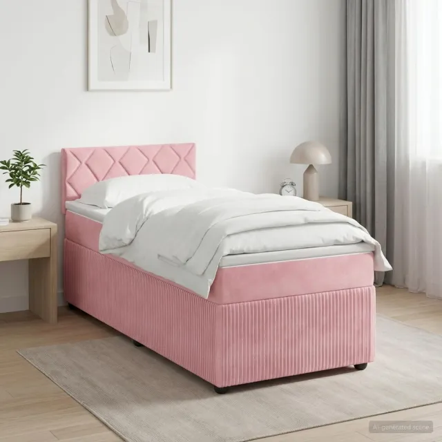vidaXL Boxspringbed met matras Roze 100 x 200 cm Fluweel