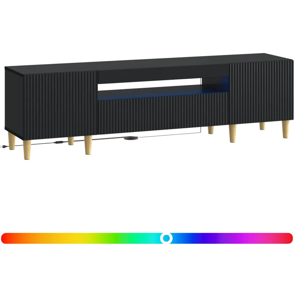 vidaXL LED tv-meubel ARNHEM 153 x 35 x 43 cm Zwart Bewerkt hout