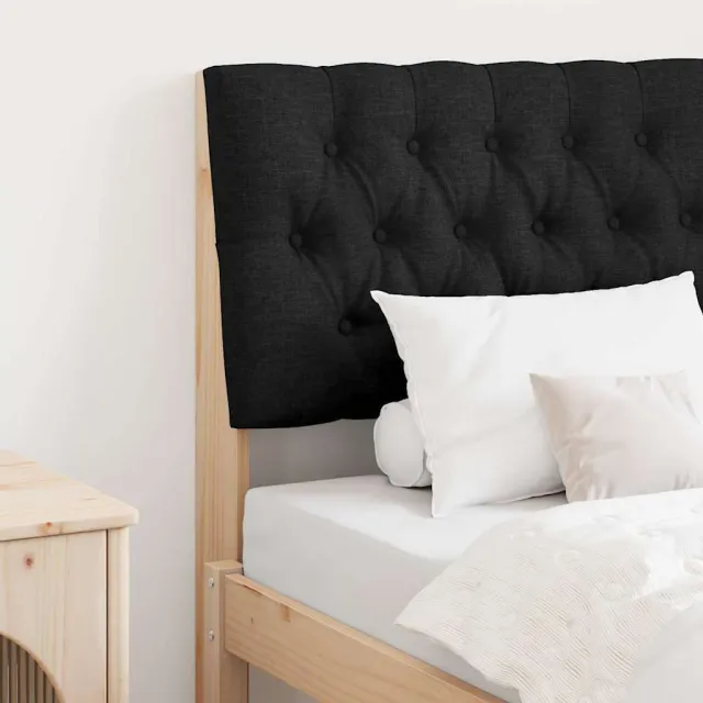 vidaXL Gestoffeerd hoofdbord Zwart 80 cm Massief grenenhout Bruin