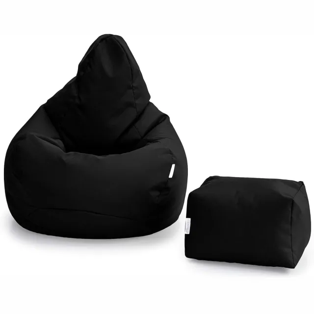 De Groen Home Ergonomische Zitzak Gamer Stoel met Voetenbank | Waterdichte Zitzak voor Binnen en Buiten | Comfortabel en Stijlvol Zwart