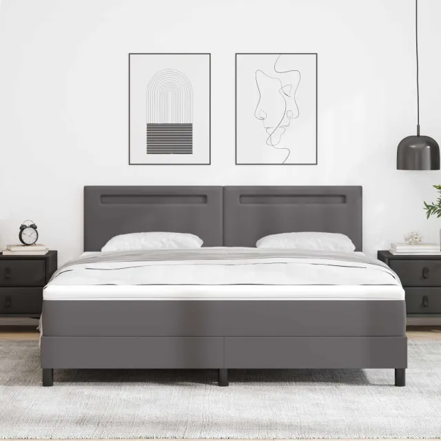 vidaXL Boxspringbed met matras Grijs 180 x 200 cm Kunstleer