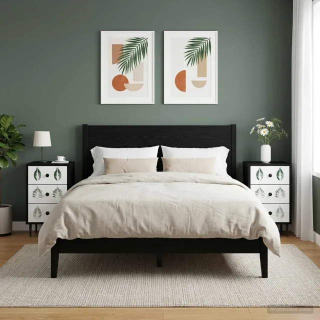 vidaXL Nachtkastje HANAU 2 st Zwart eiken 36 x 33 x 61 cm Bewerkt hout, foto 2