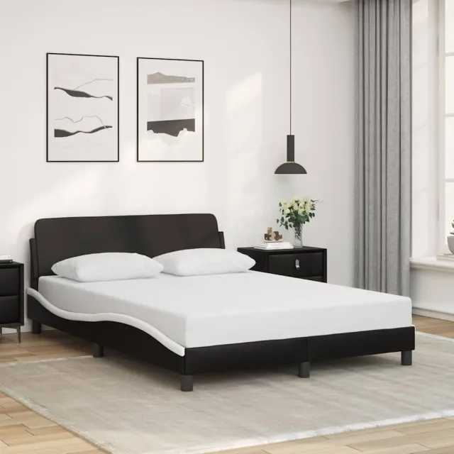 vidaXL Bedframe "Dover" kunstleer zwart en wit 140x190 cm