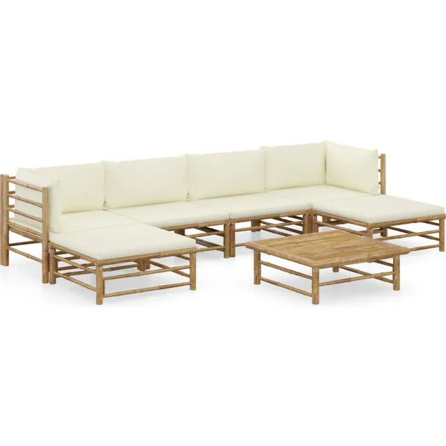 vidaXL 7-delige Loungeset met crèmewitte kussens bamboe