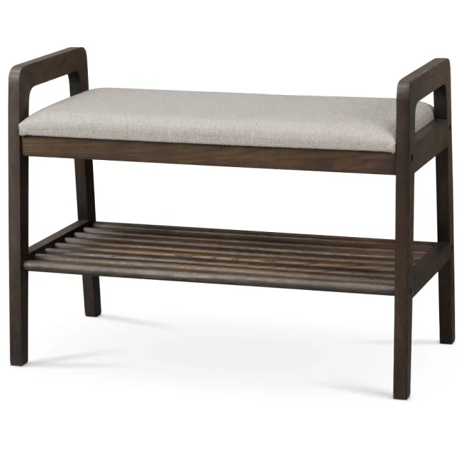 Rowico Home Inverness eikenhouten bankje met zitkussen - 75 x 55 cm Bruin