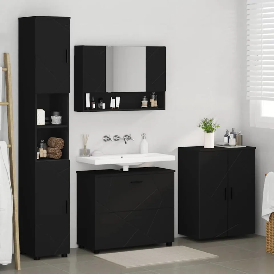vidaXL Badkamermeubelset 4 st Zwart 35 x 30 x 192 cm, foto 4