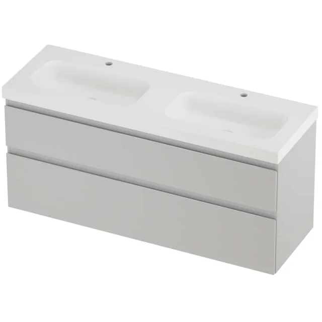 Proline Haga Badmeubelset Polystone Mezza Dubbel 140x46x66 cm Mat White Glans Wit