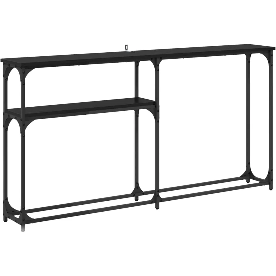 vidaXL Consoletafel Zwart Eiken 146 x 22,5 x 75 cm Bewerkt hout, foto 3