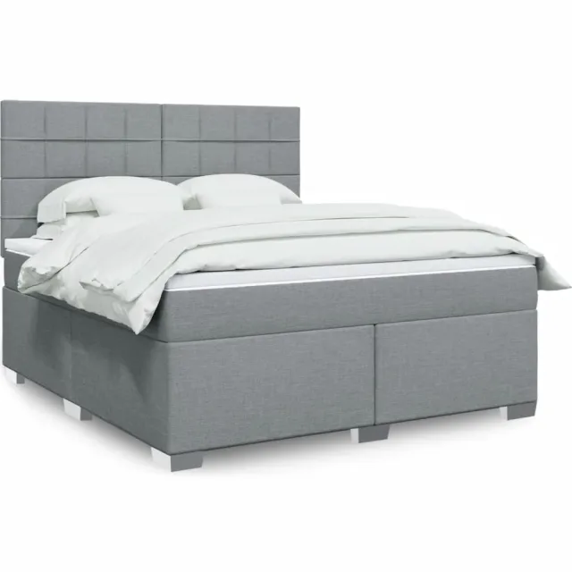 vidaXL Boxspring met matras stof lichtgrijs 180x200 cm grijs