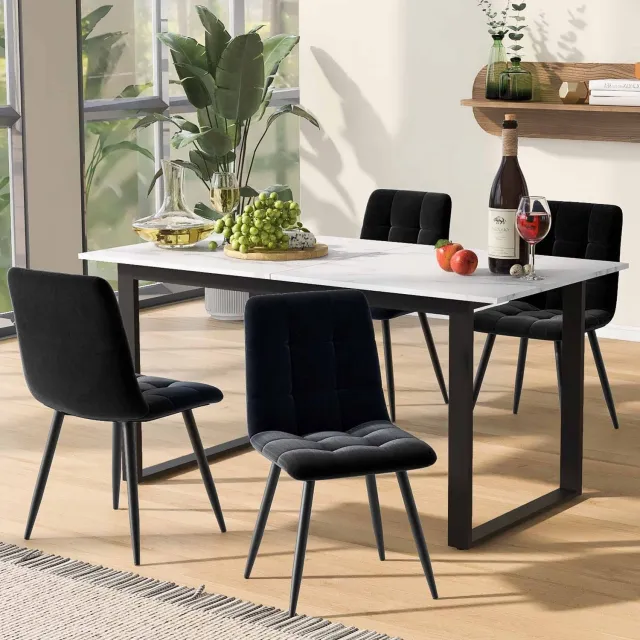 Maisentiel Uitschuifbare eettafel 140-180 x 80 x 75 cm - wit MDF-blad met marmerlook