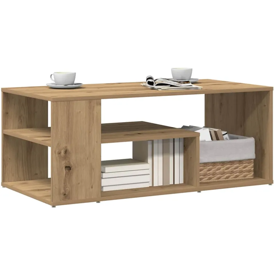 vidaXL Salontafel 100x50x40 cm bewerkt hout artisanaal eikenkleurig Bruin