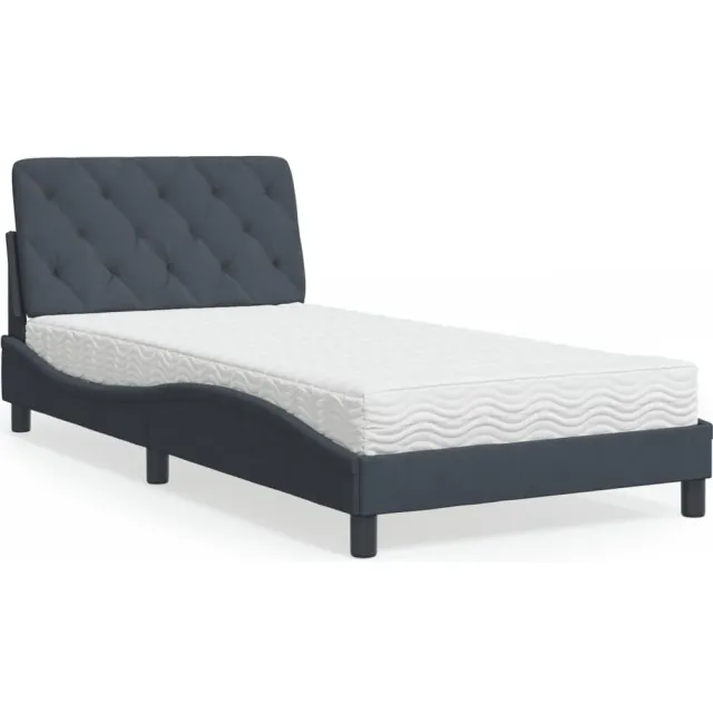 vidaXL Bed met matras fluweel donkergrijs 100x200 cm grijs