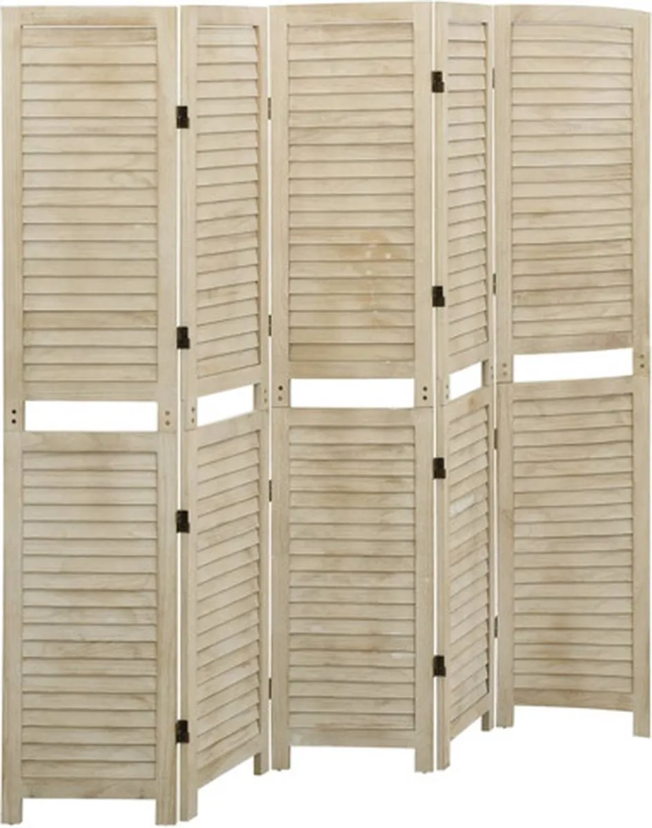 vidaXL Kamerscherm met 5 panelen 175x165 cm massief paulowniahout bruin, foto 2