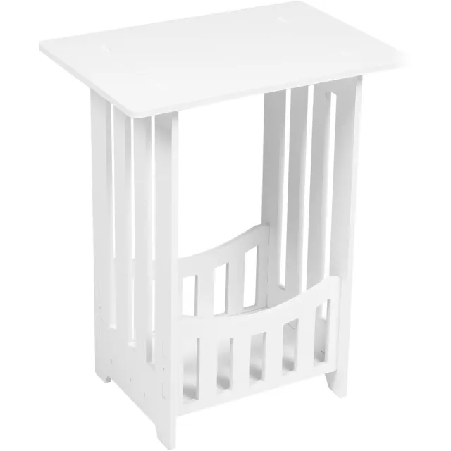 Unyqoos Compacte en veelzijdige bijzettafel voor slaapkamer of woonkamer met opbergplank Wit