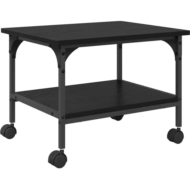 vidaXL Printerstand - Zwart - Eiken - 50 - x - 40 - x - 38 - cm - Bewerkt - hout Zwart eiken