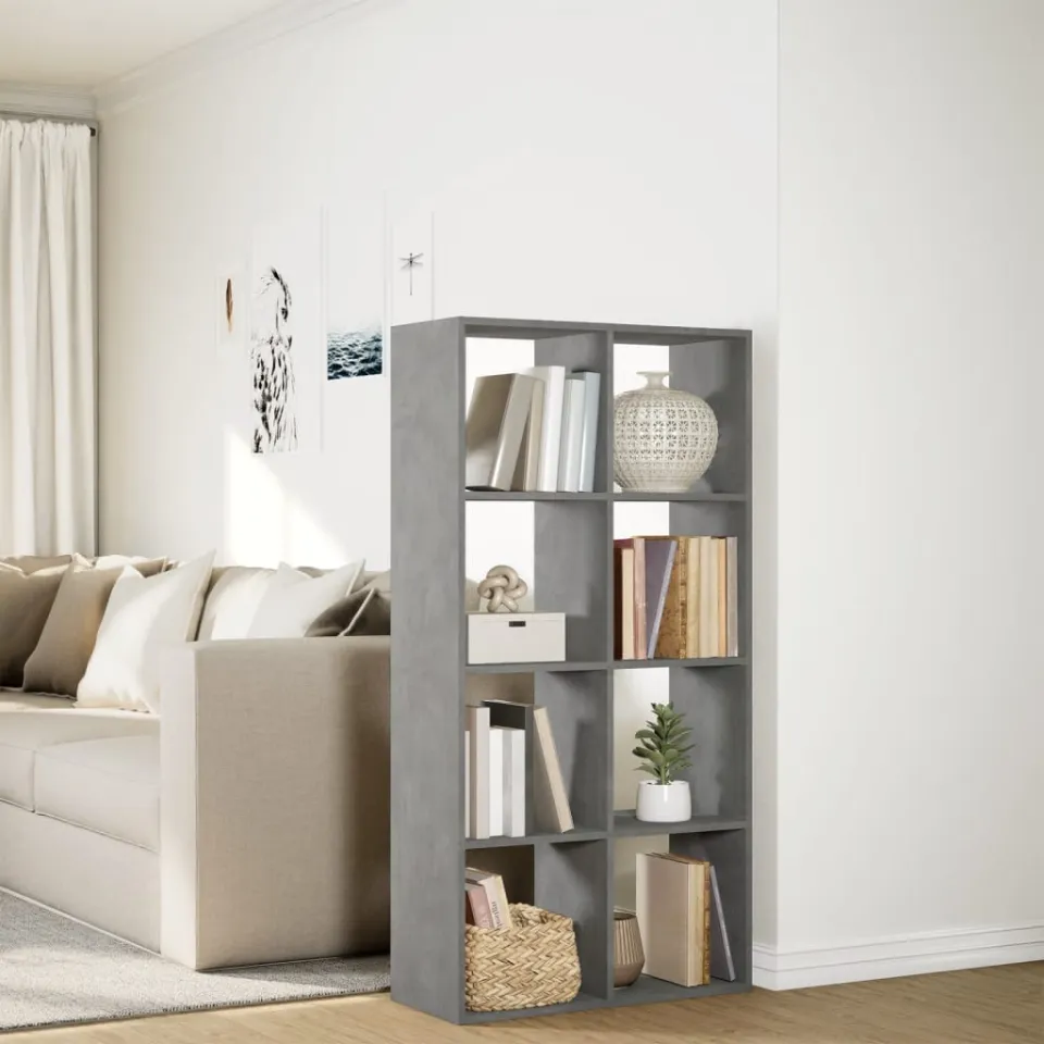 vidaXL Kamerscherm / boekenkast 69,5x29x137,5 cm hout betongrijs grijs, foto 4