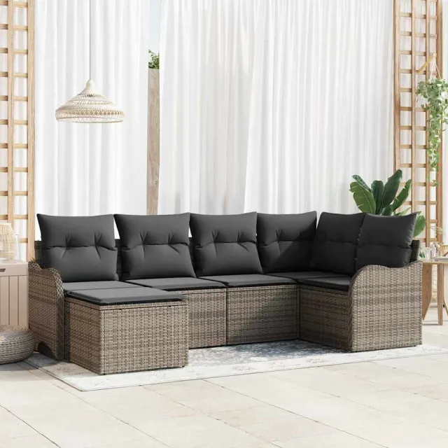 vidaXL Tuin Sofa Set 6 st Grijs poly rattan, foto 2
