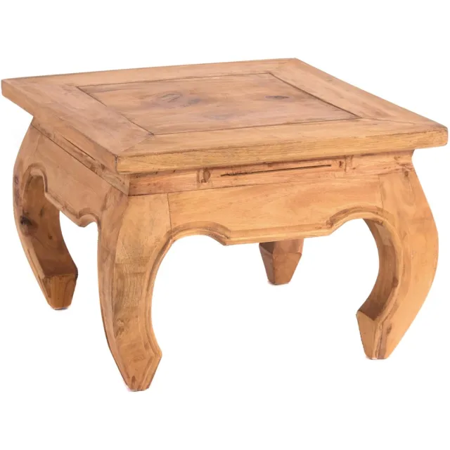 Ibenzoa Handgemaakte Aziatische Bijzettafel van Massief Hout met Vintage Design en Honingkleurige Wasafwerking Bruin