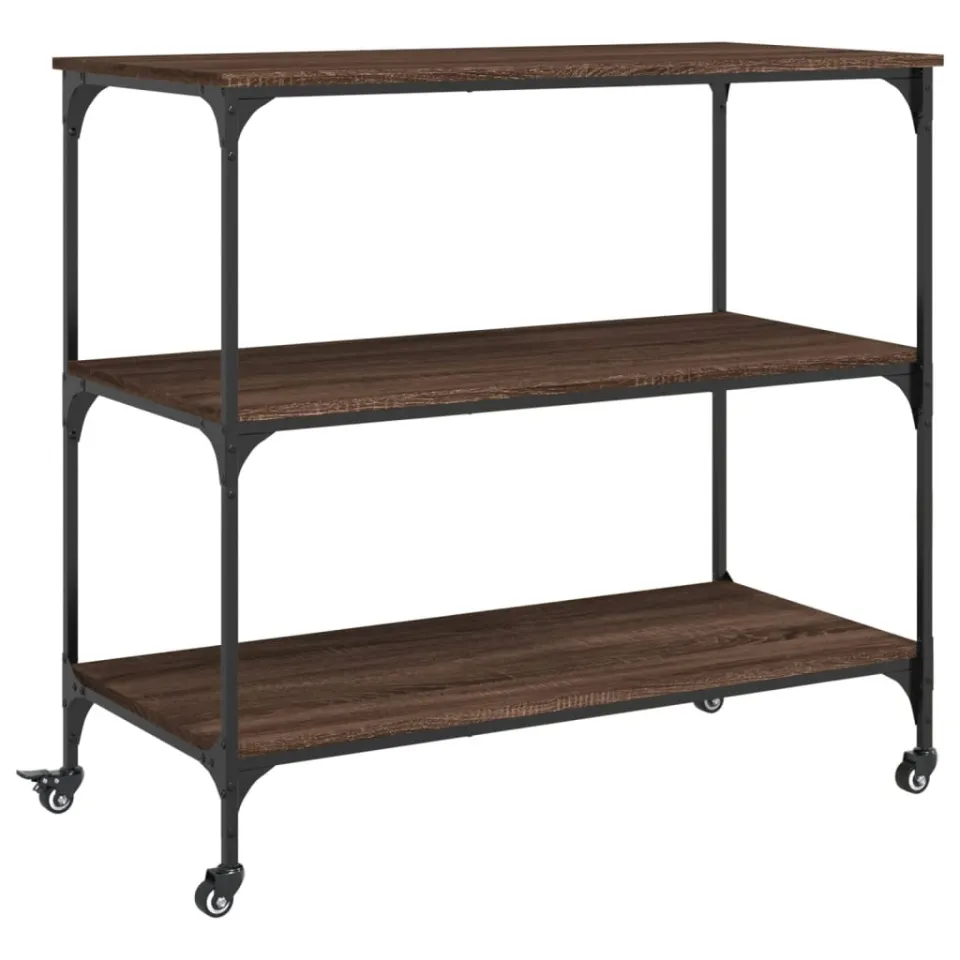 vidaXL Keukentrolley 102x50x95 cm bewerkt hout bruin eikenkleurig