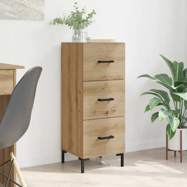 vidaXL Dressoir artisanaal eikenkleurig 34 x 34.5 x 90 cm Bewerkt hout, foto 2