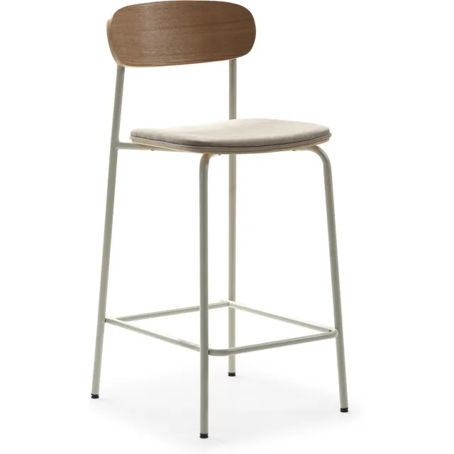 Marckeric Arno - Set van 2 barkrukken van stof en metaal H66cm Beige