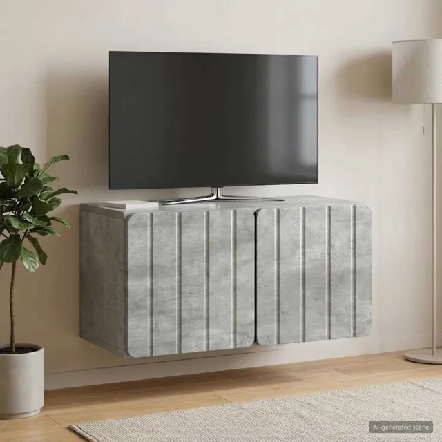 vidaXL Wandbeugel TV-kast 59,5 x 31 x 30 cm Betongrijs Bewerkt hout