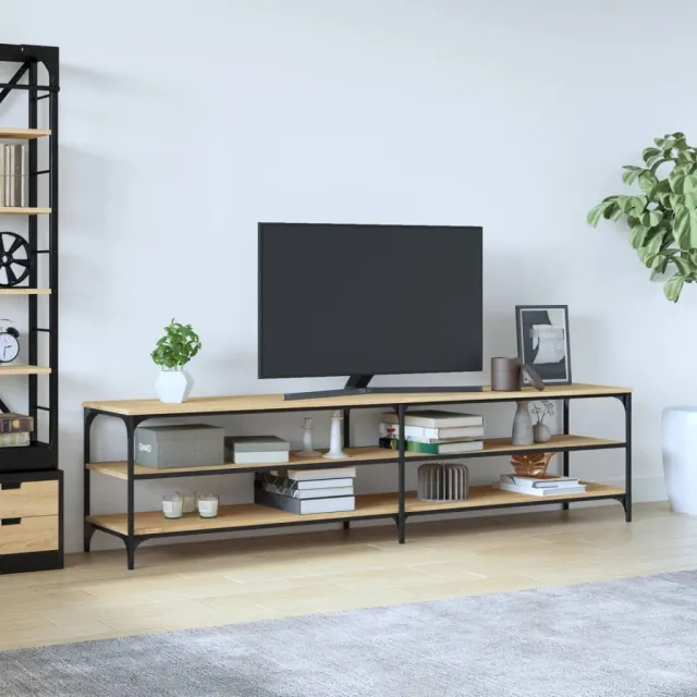 vidaXL Tv-meubel 200x30x50 cm bewerkt hout metaal sonoma eikenkleurig Bruin