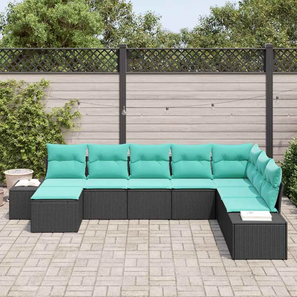 vidaXL Tuin Sofa Set 8 st Zwart poly rattan, foto 3