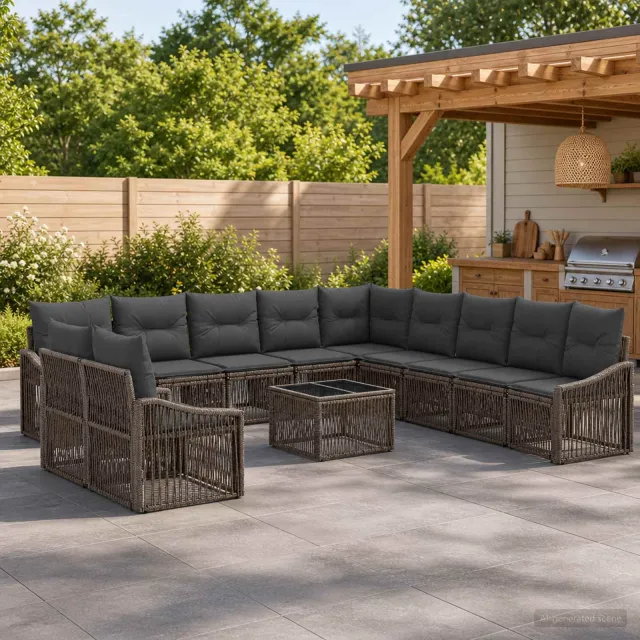 vidaXL Tuinbankenset 12 st Grijs poly rattan, foto 2