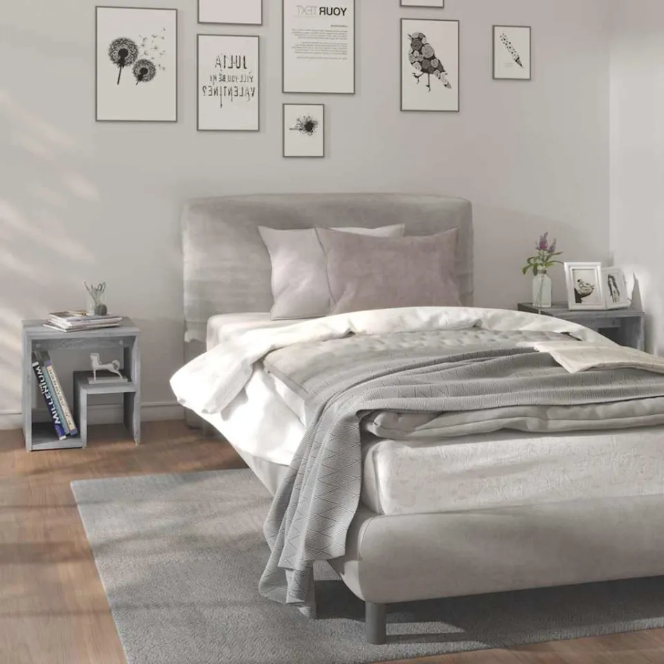 vidaXL Nachtkastjes 2 st 40x30x40 cm bewerkt hout grijs sonoma eiken, foto 4