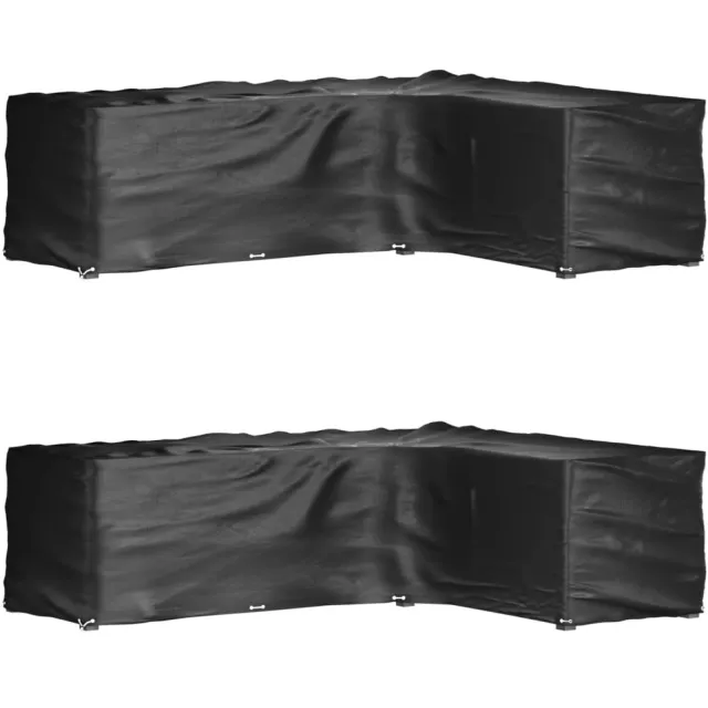 vidaXL Tuinmeubelhoezen L-vormig 2 st 16 oogjes 260x210x80 cm Zwart