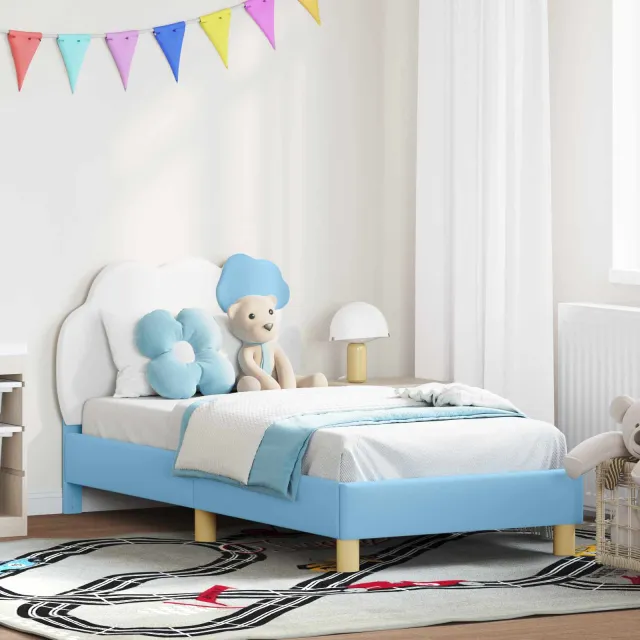 vidaXL Bedframe voor kinderen met hoofdbord Blauw 80 x 160 cm PU