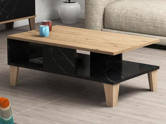 Mobistoxx Salontafel SUMONIA eik/zwart marmer