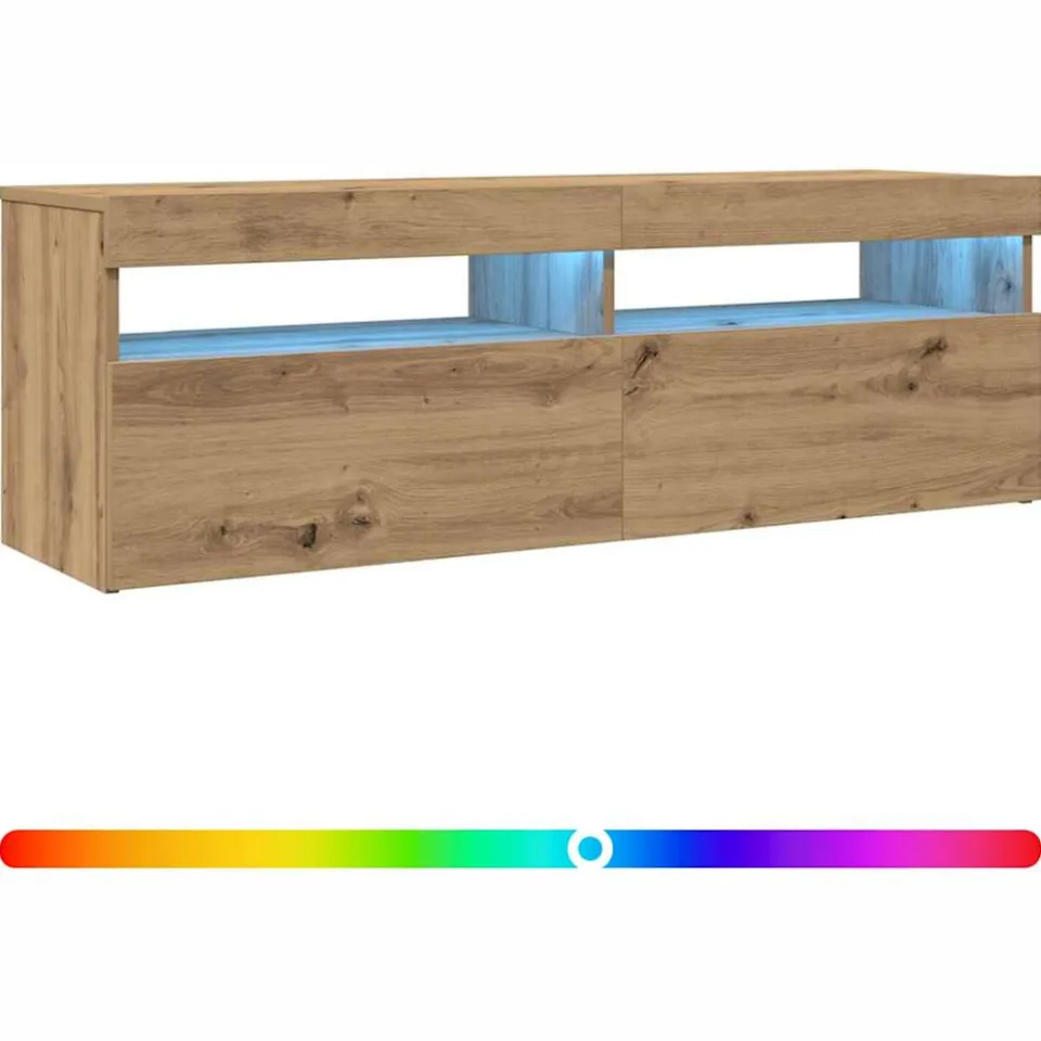 vidaXL Tv-meubel met LED 120x35x40 cm bewerkt hout artisanaal eiken, foto 3