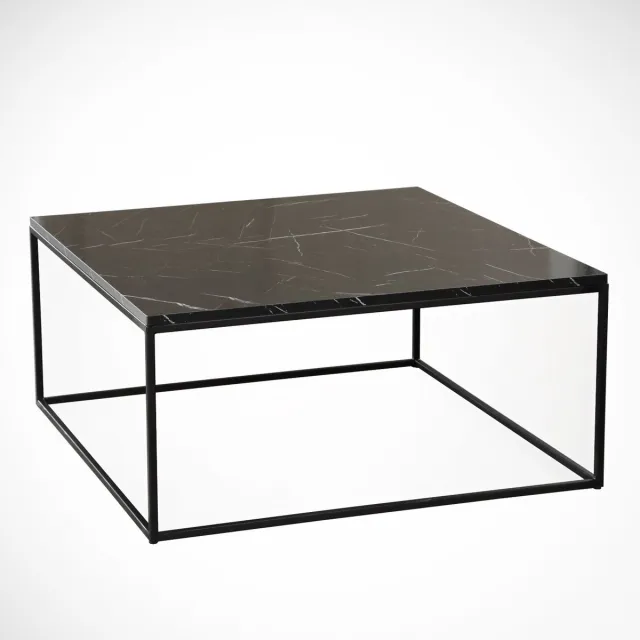 Asir Group Stijlvolle Salontafel - Zwart & Wit Marmer Design - 75x43x75cm - Duurzaam Melamine