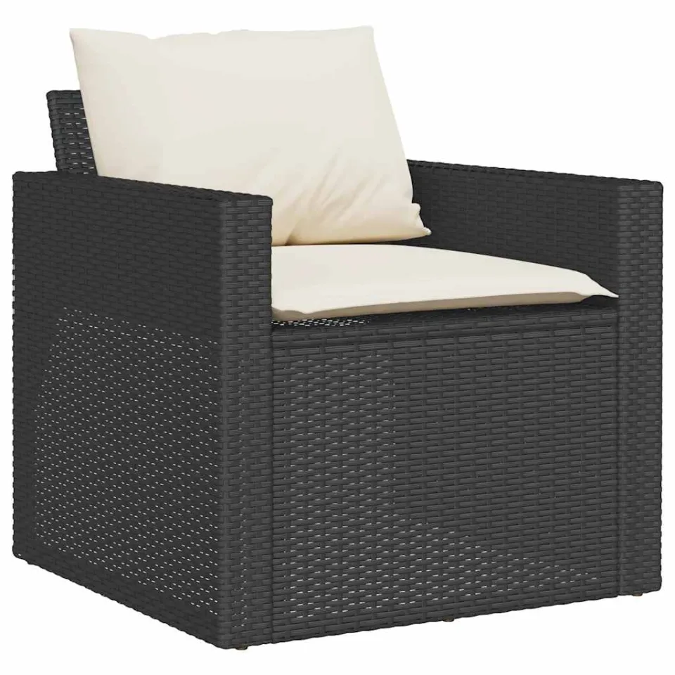 vidaXL 6-delige Loungeset met kussens poly rattan zwart, foto 4