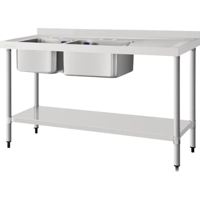 Vogue Spoeltafel Dubbele Spoelbak - Vogue DY824 - Horeca & Professioneel Grijs