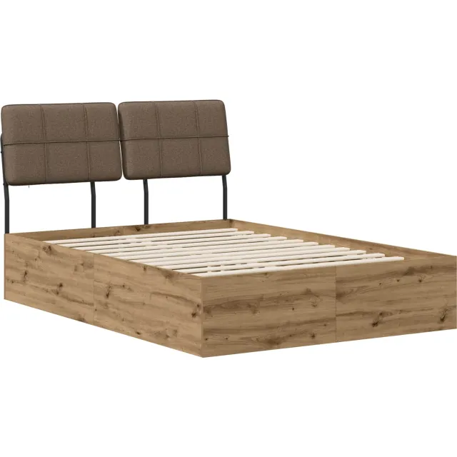 vidaXL Tweepersoonsbed met hoofdbord Artisan eiken en taupe Bruin