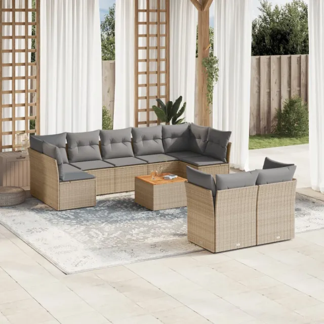 vidaXL Patio Sofa Set 10-zits Beige mix en grijs, foto 2